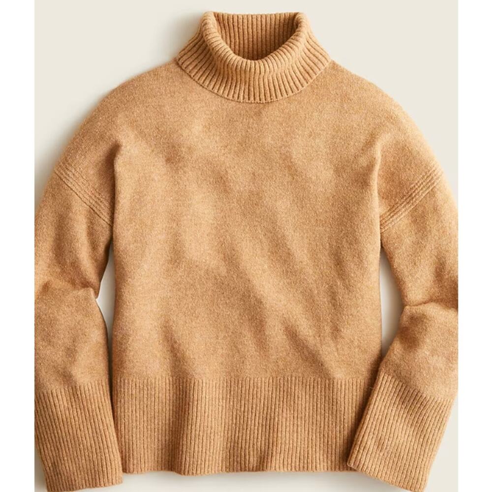 J.Crew Supersoft Yarn Camel Merino Wool Alpaca Blend Turtleneck Sweater XS